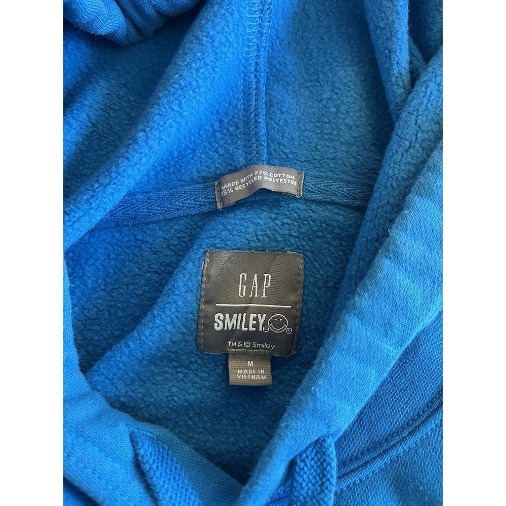 GAP x Smiley Vintage Soft Logo Hoodie Blue Sz M Medium Limited Edition - Picture 3 of 10